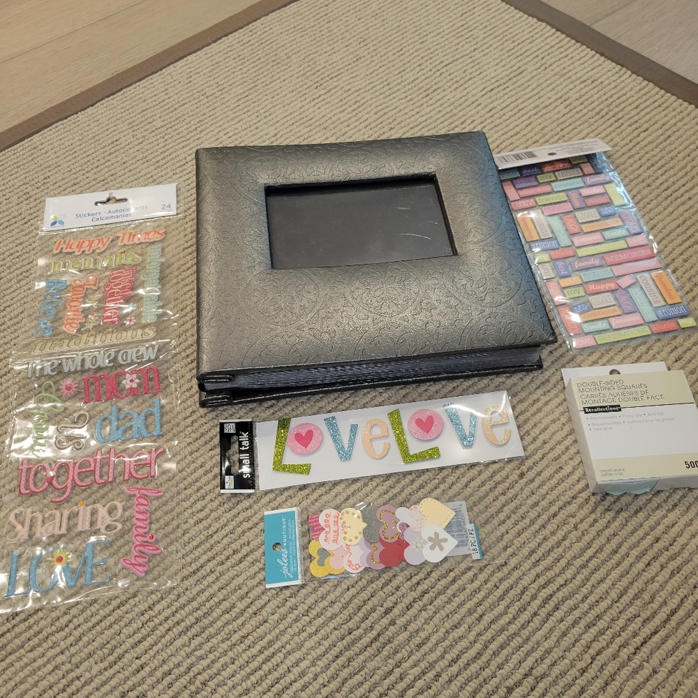 Black Embossed Scrapbook with Scrapbooking Stickers